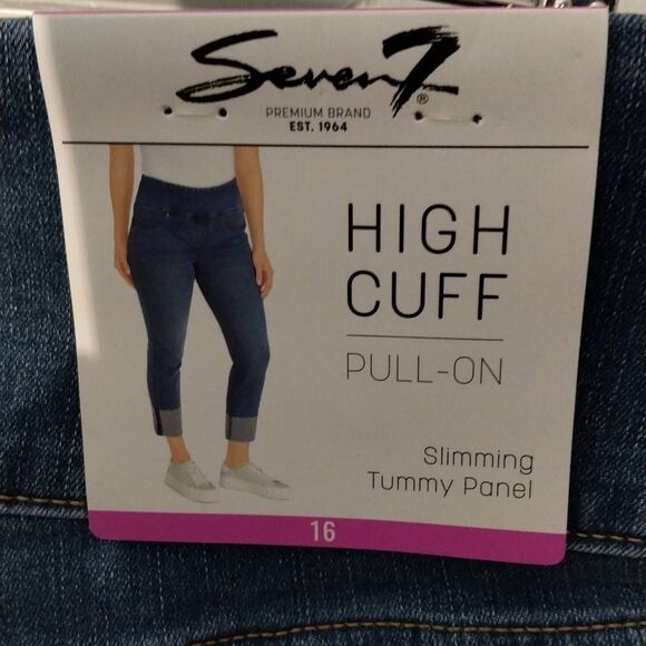 Seven 7 High Cuff Pull-On Jeans Size 16 NWT - Picture 1 of 16